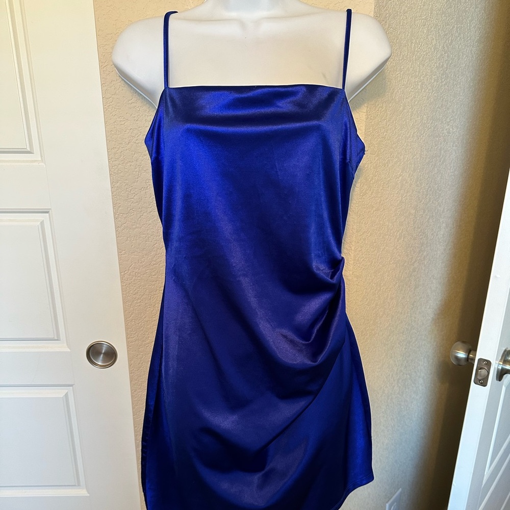 Lovely Day Royal Blue Satin Dress